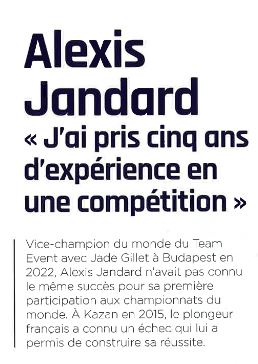 Alexis Jandard /Article natation Magazine fev 2023