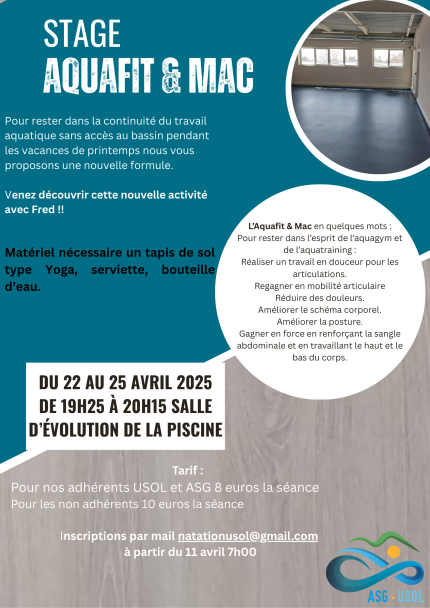 Stage Aquafit & Mac Salle d'Evolution Piscine des Vallons du Lyonnais