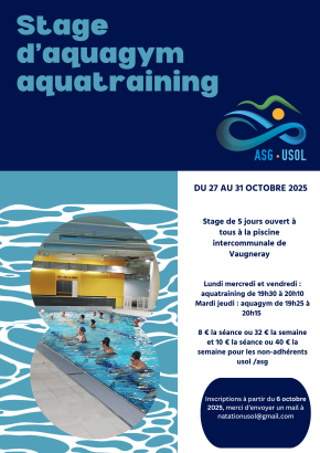 Stage Aquagym aquatraining octobre 2025